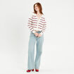 Pull avec petit noeud rouge foncé femme