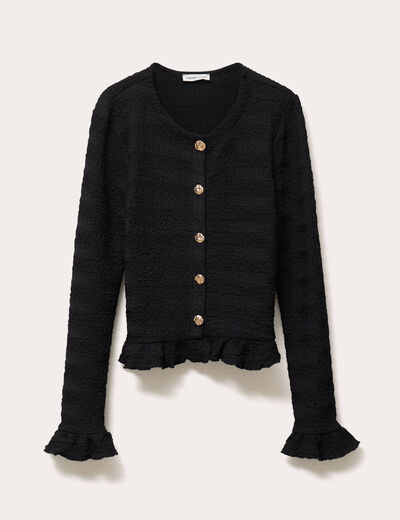 Gilet col rond manches longues noir femme