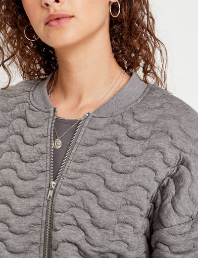 Veste matelassé zippé gris clair femme