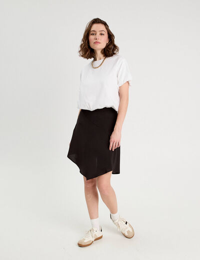 Jupe asymétrique droite noir femme