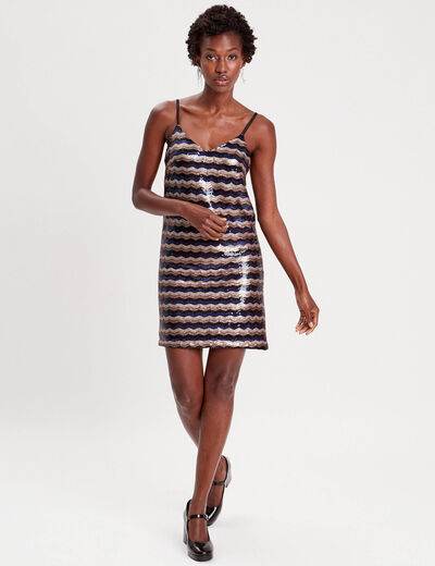 Robe moulante à sequins noir femme
