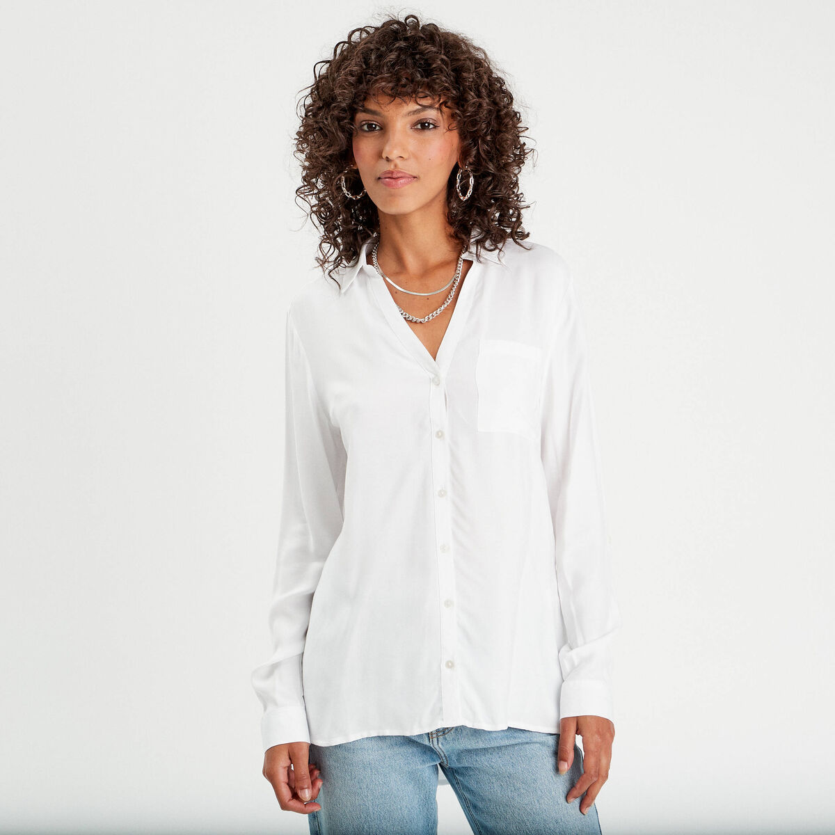 Chemise manches longues ecru femme