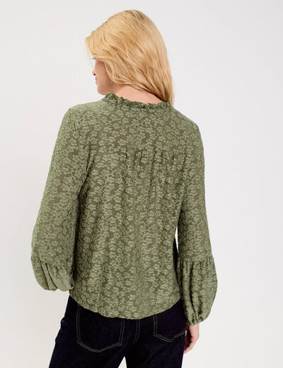 Blouse manches longues vert kaki femme