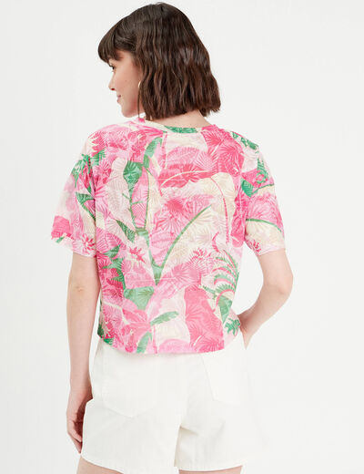 T-shirt manches courtes rose fushia femme