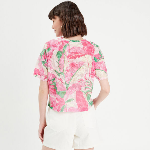 T-shirt manches courtes rose fushia femme