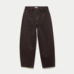 Jean barrel taille standard marron fonc&eacute; femme