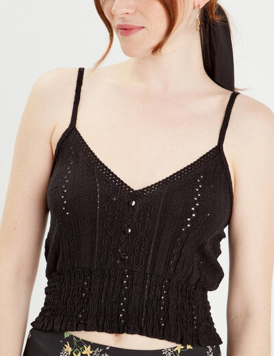 Blouse broderie anglaise noir femme