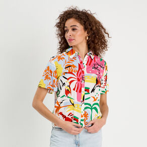 Chemise manches courtes blanc femme