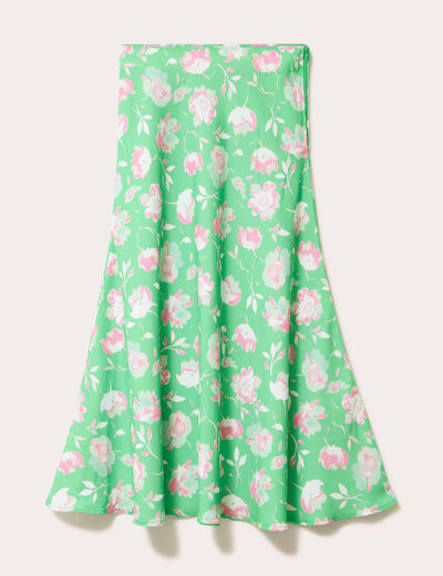 Jupe &eacute;vas&eacute;e longueur midi vert fluo femme