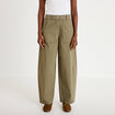Pantalon barrel taille haute vert kaki femme