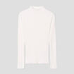 T-shirt côtelé col montant ecru femme