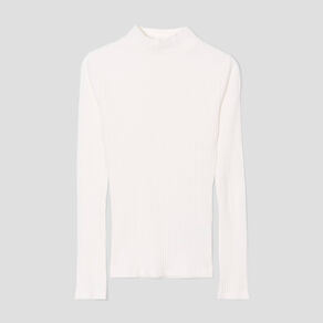 t shirt cotele col montant ecru femme T-shirt côtelé col montant ecru femme