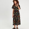 Robe longue évasée col twisté noir femme