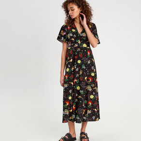 robe longue evasee col twiste noir femme Robe longue évasée col twisté noir femme
