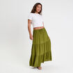 Jupe longue évasée vert foncé femme