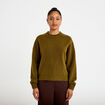 Pull col rond vert olive femme