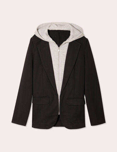 Veste blazer 2-en-1 gilet noir femme