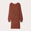 Robe pull droite col rond marron femme
