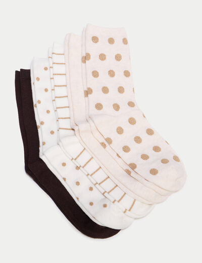 Lot 5 paires de chaussettes beige femme