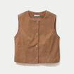 Gilet droit sans manches en velours camel femme