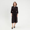 Robe longue chemise ceinturée noir femme