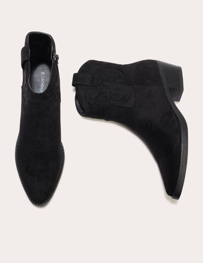 Bottines western suédine noir femme