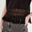 T-shirt franges crochet noir femme