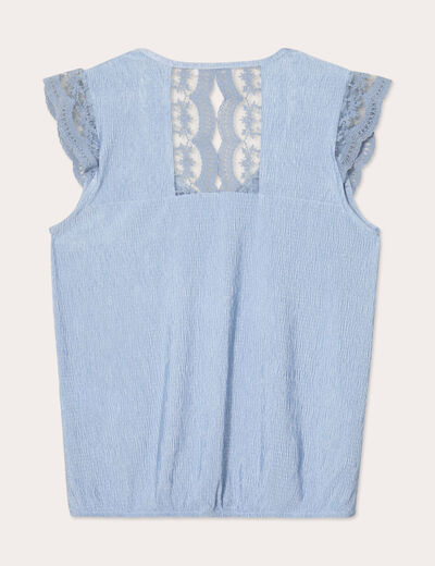 Blouse sans manches plissée bleu gris femme