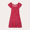Robe évasée manches courtes rouge femme