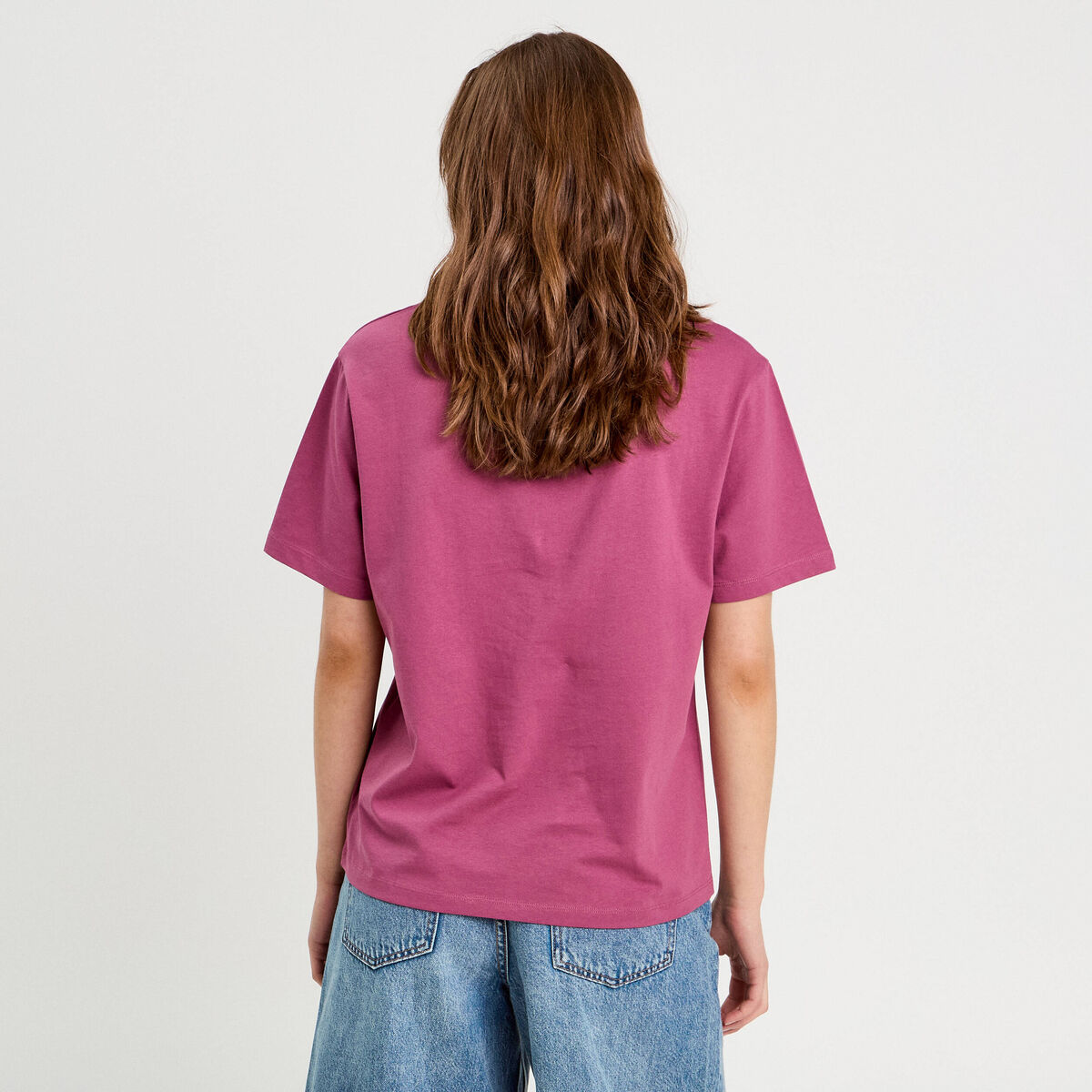 T-shirt oversize col rond prune femme