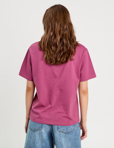 T-shirt oversize col rond prune femme