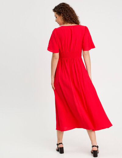 Robe longue évasée rouge femme