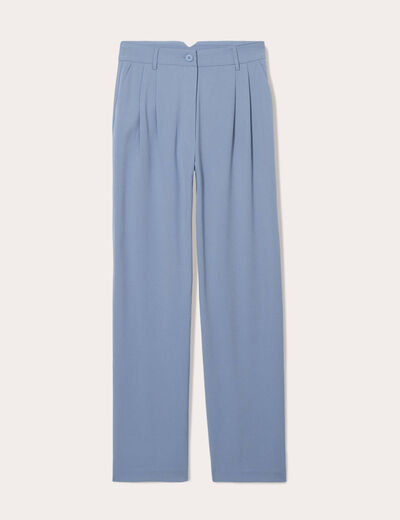 Pantalon large fluide pinces bleu gris femme