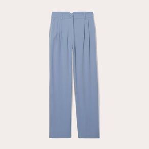 pantalon large fluide pinces bleu gris femme Pantalon large fluide pinces bleu gris femme