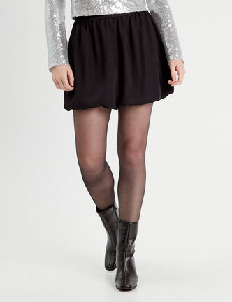 Jupe évasée effet boule noir femme