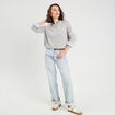 Chemise manches longues contenant du lin bleu femme