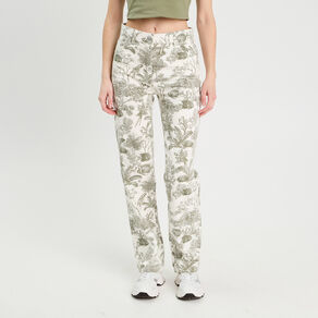 Jeans straight taille haute blanc femme
