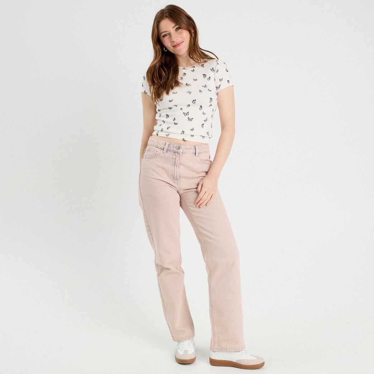 T-shirt manches courtes ajusté blanc femme