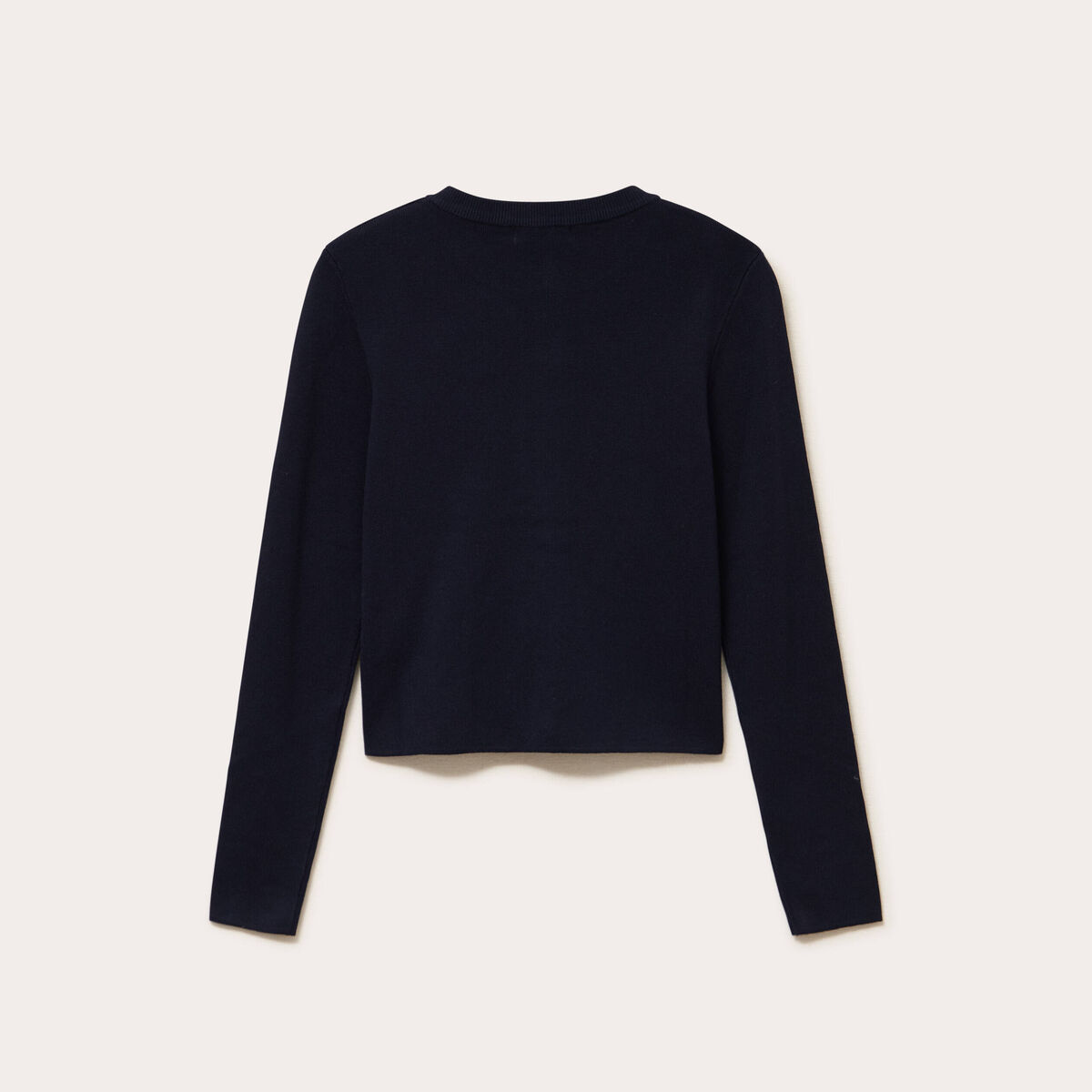 Gilet ajust&eacute; cropped col rond bleu marine femme