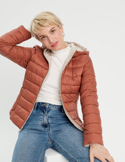 Doudoune réversible capuche blanc femme
