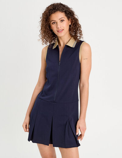 Robe trapèze sans manches bleu marine femme