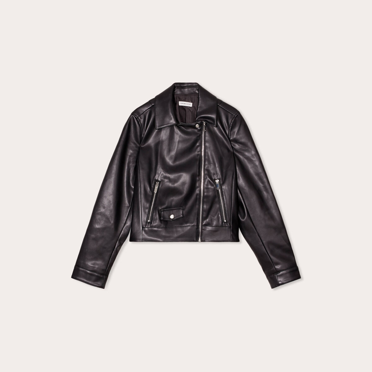 Veste biker simili cuir noir femme