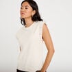 D&eacute;bardeur col rond ecru femme