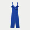 Combinaison pantalon volants bleu electrique femme