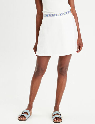 Jupe-short patineuse ecru femme
