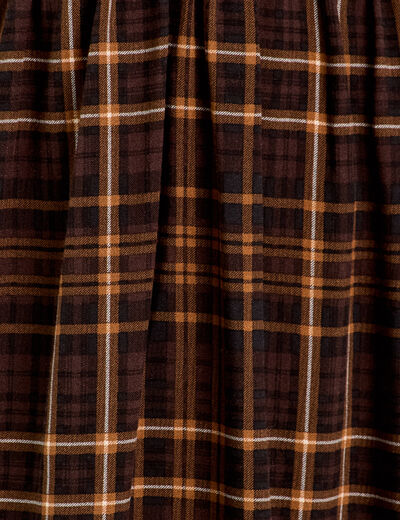 Robe évasée détails dentelle marron foncé femme