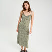 Robe longue ajustée vert kaki femme