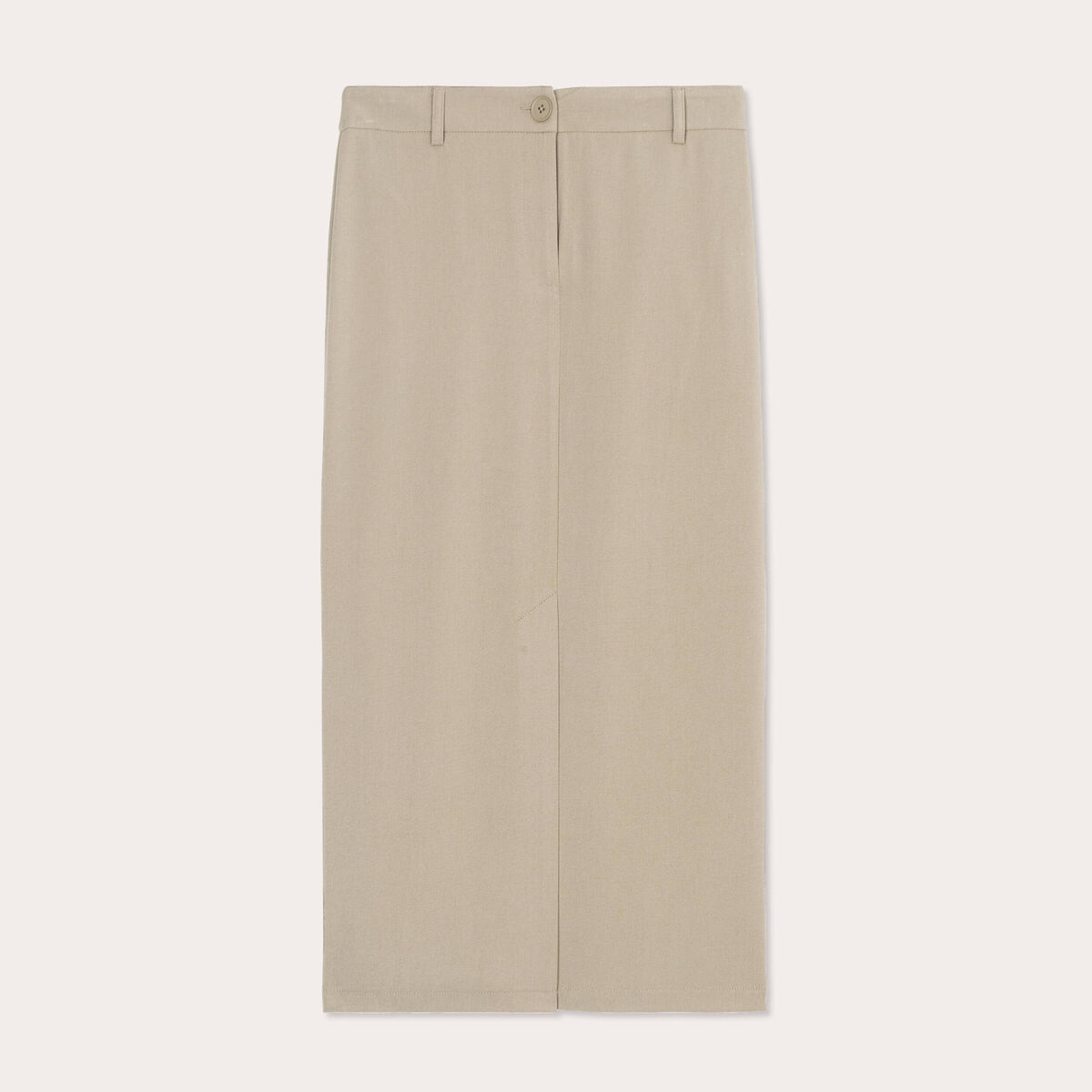 Jupe longue droite fendue vert kaki femme