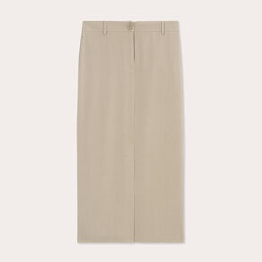 Jupe longue droite fendue vert kaki femme