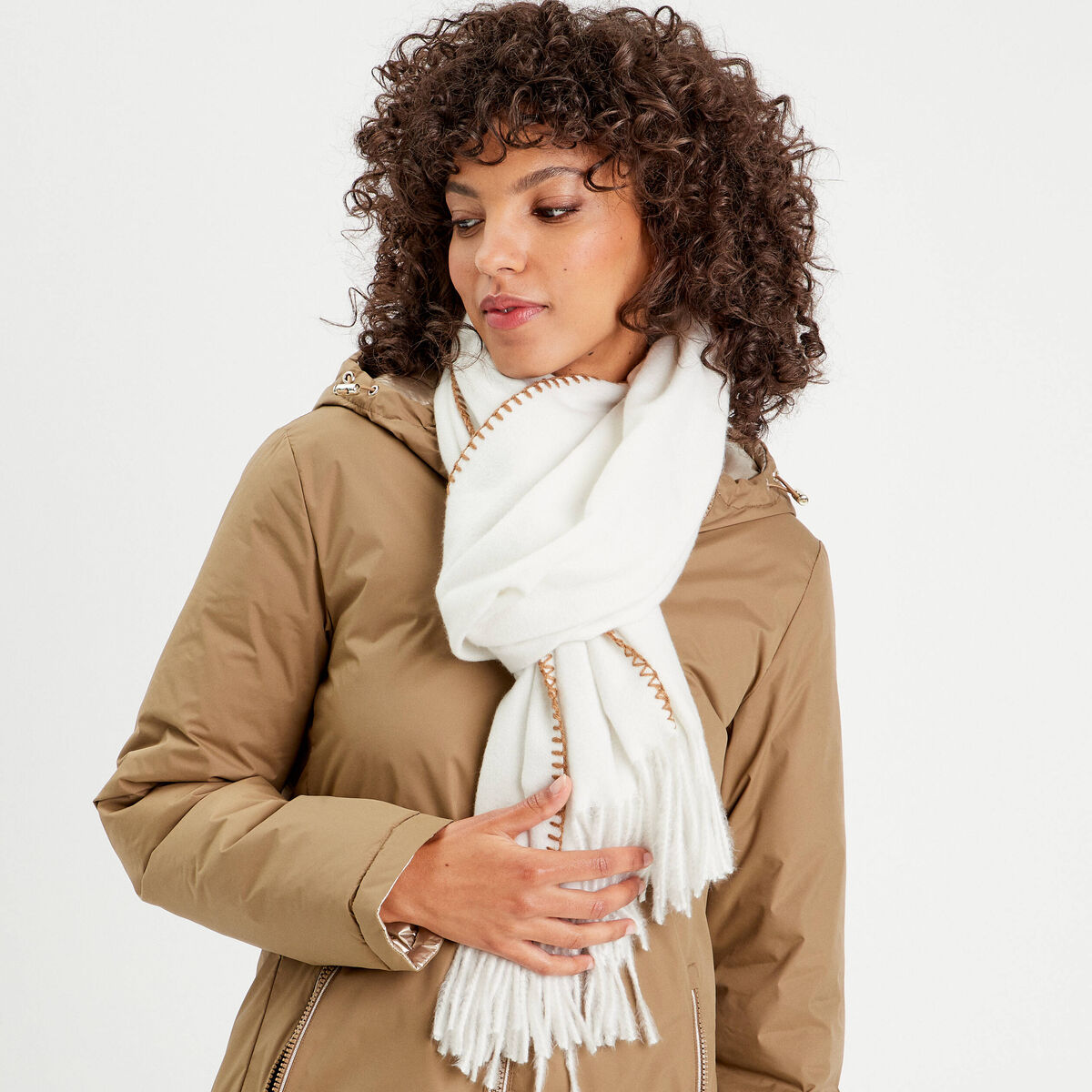 &Eacute;charpe avec franges sable femme